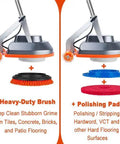 Heavy Duty Orbital Floor Scrubber And Buffer Kit With Commercial Grade Pads And Brushes for Deep Cleaning Tile Grout
