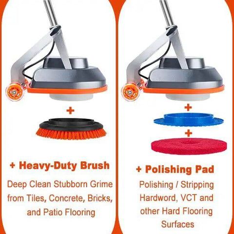 Heavy Duty Orbital Floor Scrubber And Buffer Kit With Commercial Grade Pads And Brushes for Deep Cleaning Tile Grout