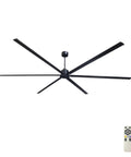 Straight Up 144 Inch HVLS Industrial Ceiling Fan Built Tough With 130W DC Motor Six Reversible Aluminum Blades Plus Smart Remote Control, black