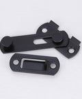 2pcs Stainless Steel Black Right Angle Door Hasp Latch for Gates, solid black construction with mounting holes for easy installation.