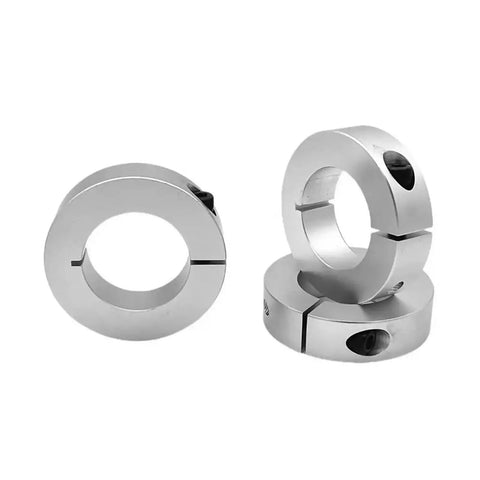 One Aluminum Alloy Fixed Locking Limit Ring Anodized Finish Fits Drive Shafts Gearbox Machine Tools Split Clamp Strong Grip Good for Softer Parts Shop Garage Use Reliable Hold Stays Put Built Tough for Heavy Loads Long Lasting Lifespan, aluminum split clamp rings