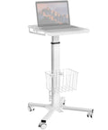 Mobile Laptop Cart On Wheels With Adjustable Height From 29.7 To 45.2 Inches Standing Rolling Desk For Laptop And Small PC Supports Up To 17.6 Lbs