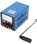 Hand Crank Generator Portable Power Bank With USB Charging Emergency Dynamo for outdoor use, compact blue design.