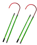 Fiberglass Insulated Rescue Hook Set, 2 Piece Detachable Anti Electrocution Tools For Firefighters, green shafts with red hooks