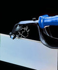 Noga DB1000 sheet metal deburring tool, blue handle, side view