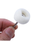 Premium Wool Felt Buffing Wheels With 3mm Shank For Rotary Tools, showing soft wool polishing head in hand.