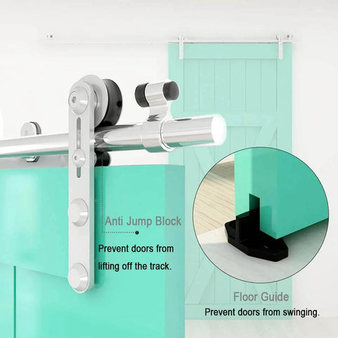 Heavy Duty Sliding Barn Door Hardware Kit Stainless Steel Track System For 24 Inch Wide Wood Door Easy Install with I Shape Hangers