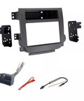 Malibu Double Din Car Stereo Install Kit With Plug And Play Wire Harness And Antenna Adapter For 2013 2014 2015 Chevy Malibu No Bose Manual Climate Controls Only For Aftermarket Radios, including gray bezel and components.