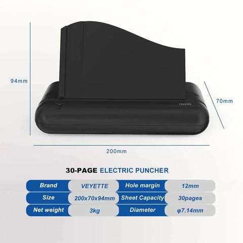 Three Hole Paper Punch For Office And School, Heavy Duty Desktop Puncher With 30 Sheet Capacity, black electric unit