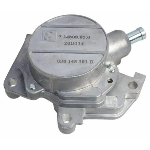 Rock Solid Vacuum Pump For Volkswagen Beetle Golf Jetta 1998 To 2004 Garage Tested, showing metal casing and connection fitting.