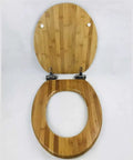 Heavy Duty Solid Wood Toilet Seat With Slow Close Lid And Thick Buffer Cushion For Universal Bathroom Upgrade, bamboo design.