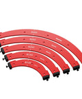 Heavy Duty Aluminum Router Corner Radius Template And Routing Jig Set With Five Precision Guides showing five red radius plates R100 to R300.
