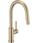 Modern Champagne Gold Kitchen Faucet With Pull Down Sprayer And Dual Function Head, Single Hole Brass Build Deck Plate included.