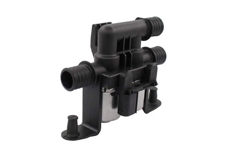 Heavy Duty Bmw Water Heater Control Valve Featuring Dual Solenoid Hvac Coolant Flow Regulator showing top view of unit with hoses.