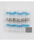 Close-up of Heavy Duty Heat Shrinkable Wire Terminals Kit Insulated Automotive Spade Connectors, showing multiple connectors with blue insulation.
