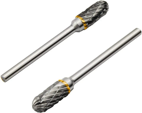 Ten Piece Pro Grade Tungsten Carbide Double Cut Rotary Burr Set With 3 Mm Shank And 6 Mm Head For Deburring, Smoothing, And Polishing Cast Iron