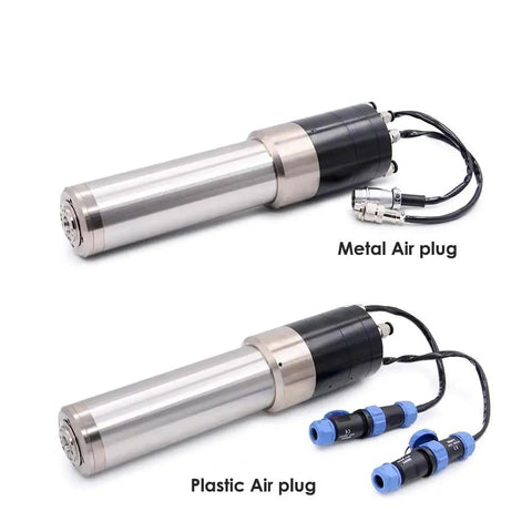 Heavy Duty 1.2KW Water Cooled ATC Spindle ISO10 Taper with Metal and Plastic Air plugs for CNC routing tasks.