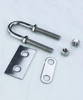 4 Inch Stainless Steel Marine Bow And Stern Eye Tie Down U Bolt Set 2 Pieces, 316 Grade, with nuts and washers for boat rigging.