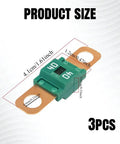 Solid As A Rock 3 Pack AMI Midi Bolt On Fuse 40 Amp Copper Plated Fork Terminals measuring 4.1 cm by 1.2 cm, ideal for vehicles.