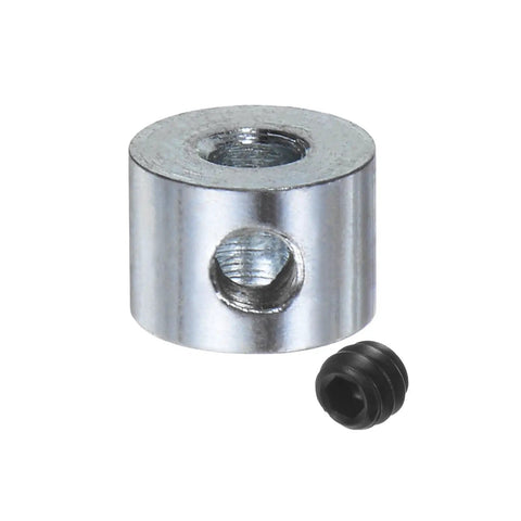 Eight Pack Set Screw Shaft Collars With One Eighth Inch Bore Zinc Plated Carbon Steel Construction, Three Eighths Inch Outside Diameter, One Quarter Inch Width, Axle Collar Clamp Includes Hex Wrench, Heavy Duty Locking for Precise Positioning, set screw collar with wrench