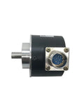 Side view of 58mm Outer Diameter Optical Incremental Rotary Encoder 1024PPR 10mm Shaft Push Pull Output ABZ Signals With Side Socket