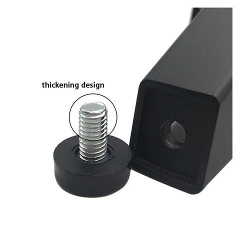 Close-up of adjustable metal furniture leg set of 4 for sofa bed TV cabinet black finish with anti wobble silent operation wear resistant