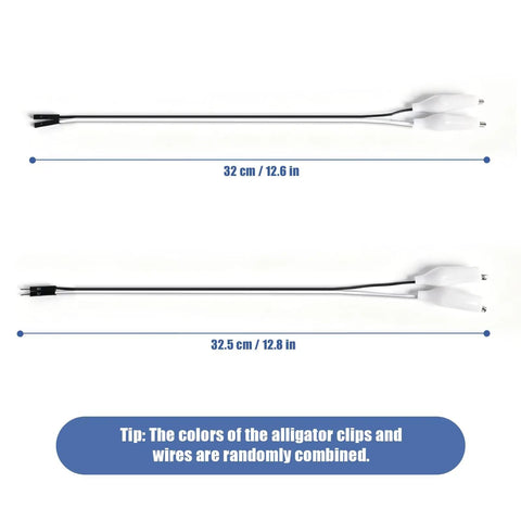 Long alligator clip test leads from 840 Piece Jumper Wire Kit for Solderless Breadboard with 14 Lengths U Shape Wires.