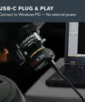 Dope 20 MP Solar System Camera With AR2020 Back Illuminated Sensor connected to laptop via USB-C for telescope imaging