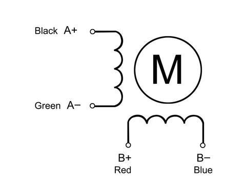 Diagram of Nema 17 Stepper Motor wiring with built-in 300mm T8 lead screw and 30cm lead wire for makers and DIY rigs.