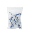 Bag of blue-capped 5 ml sterile plastic test tubes with screw caps for sample storage, case of 50