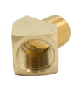 Brass 45-degree street elbow, 1/4 in NPT male x 1/4 in NPT female, front view