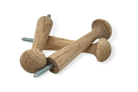 3 Inch Oak Hardwood Shaker Pegs With Screw On Hanger Bolt For Hanging Arts And Crafts DIY Woodworking Durable Premium Ready To Install