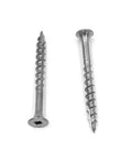 Rock Solid Number 6 By 1 5 8 Inch Square Drive Bugle Head Deck Screws forged from 305 stainless steel, showing two types.