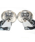 4 Pack Transparent Pu Replacement Caster Wheels For Office Chairs Sofas And Trolleys with chrome bases and clear treads.