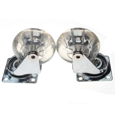 4 Pack Transparent Pu Replacement Caster Wheels For Office Chairs Sofas And Trolleys with chrome bases and clear treads.