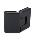 Oceana Standard Duty Adjustable 135 Degree Glass to Glass Hinge Matte Black for Three Eighths Inch or One Half Inch Glass Doors Up To 32 Inch Wide and 120 Lb Self Closing Within About 25 Degrees Fits Common Glass Door Cutouts Durable Finish
