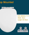 Dead Simple Extra High Raised Toilet Seat With Heavy Duty Lift Assist And Smooth White Lid showing top mount hardware details.