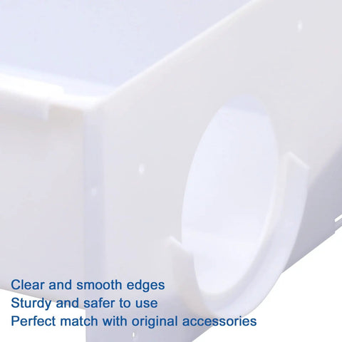 Ultra Durable Ice Maker Replacement Part WPW10670845 AP6023698 For Refrigerator Ice Bucket Compatible With Whirlpool Kenmore KitchenAid Amana No Brainer Install For Models 2196091 1115342 1115372 2152701, white plastic ice bucket close-up