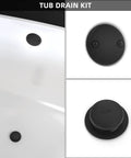 Universal All Metal Bath Tub Drain And Overflow Kit with Easy Install, matte black finish, shown installed in a bathtub.