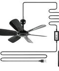Chillin Portable Ceiling Fan With Remote For Indoor Outdoor Use, 3 Speed Adjustable, USB Powered 5V DC, 6 Blades, Black fan and remote