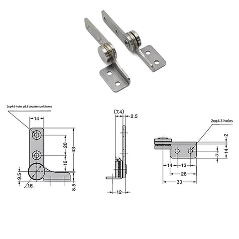 Diagram and image of Stainless Steel Constant Torque Position Control Hinge Friction Stay For Doors Heavy Duty 1 Piece XK574