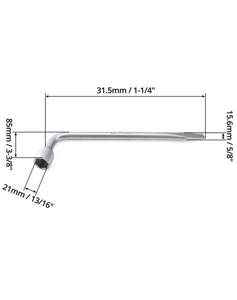 Rugged Tough As Nails Heavy Duty Tire Lug Wrench For Car Jack With Dual Head L Shaped Socket Tool, 13/16 inch, high carbon steel.
