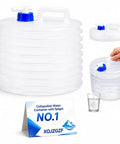 Collapsible Water Container With Spigot For Camping And Road Trips, Foldable design shown with easy pour spout in use.