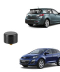 Antenna Delete Cap Kit For Mazda Mitsubishi Subaru Models with aluminum base cap shown near Mazda cars