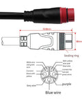 Dimensions and wiring diagram of Hub Motor Female Adapter Cable For Bafang G062 G060 G090 Ebike With 1121AM Threads