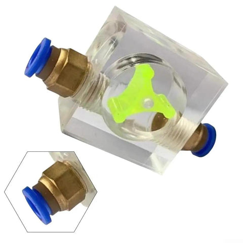 Real Time Spindle Water Flow Monitor For Engraving Machines, Square Two Way Flow Indicator In Acrylic And Metal Housing, 8mm Shaft