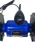 Top Shelf Eight Inch Bench Grinder With A Hella Reliable One Half Horsepower Motor Cranking At 3450 Rpm Featuring dual 8 inch polishing wheels.