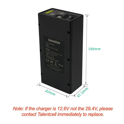 High Capacity Portable Power Bank 155Wh Multi Voltage Output 24V DC 12V DC And 5V USB shown with dimensions and ports