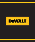 DeWALT logo on black background with yellow accents and brand name