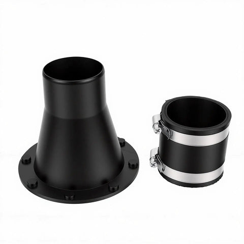 Easy Swap 2.5 Inch Magnetic Dust Collector Connector With Rubber Cuff For Woodworking Tools Quick Hose Adapter Rapid Connection Vacuum System, two-piece black hose adapter with clamps.